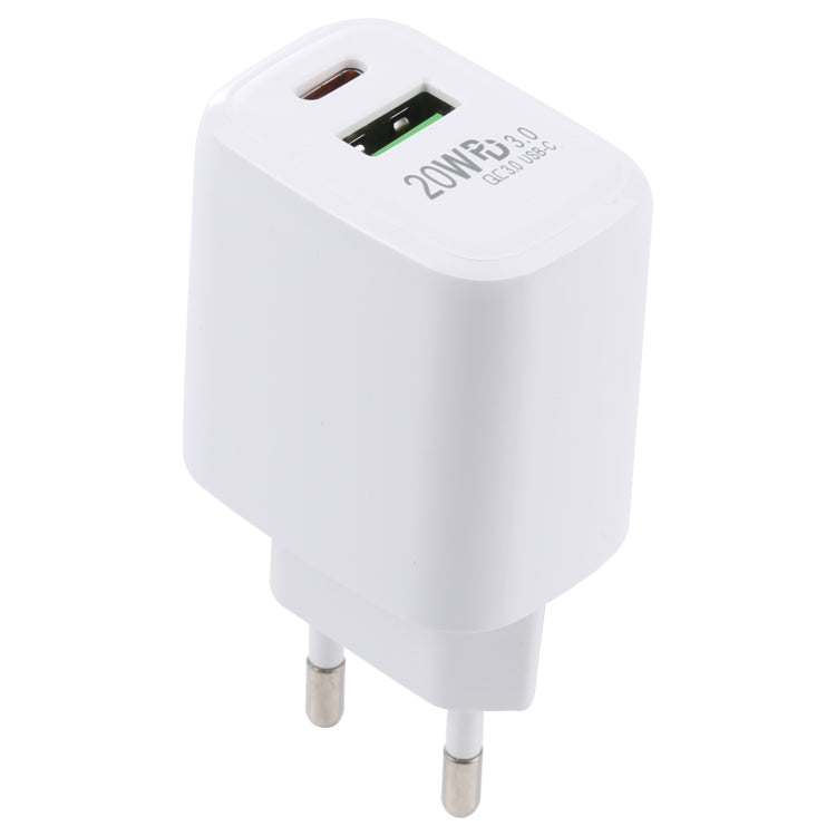 LZ-215A+C 20W QC 3.0 USB + PD 3.0 USB-C / Type-C 快充旅行充電器，歐規插頭，歐規插頭