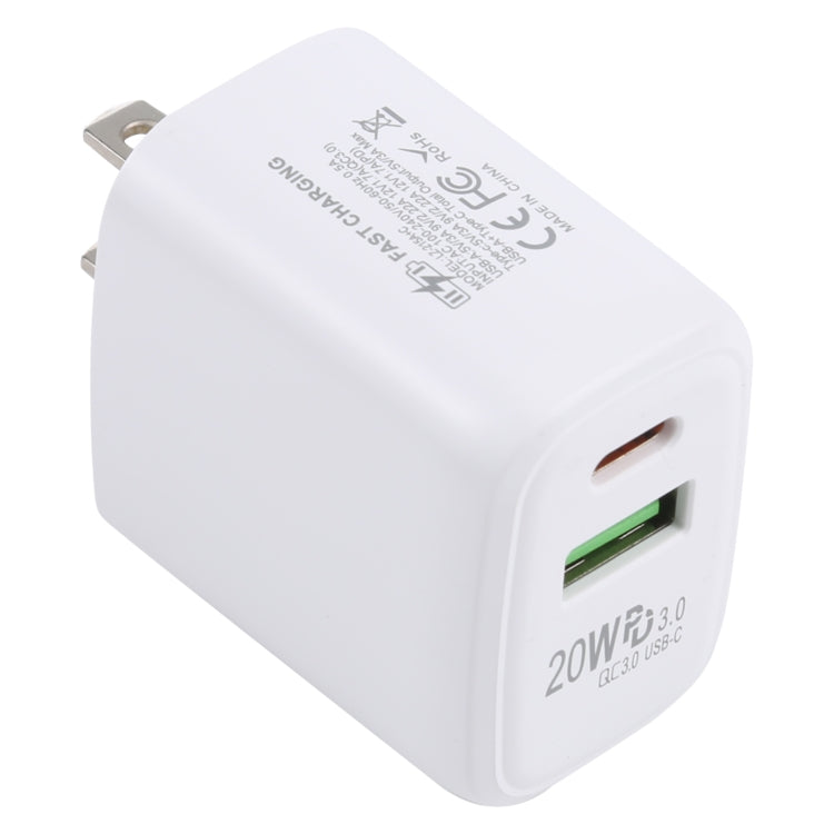LZ-215A+C 20W QC 3.0 USB + PD 3.0 USB-C / Type-C 快充旅行充電器，美規插頭，美規插頭