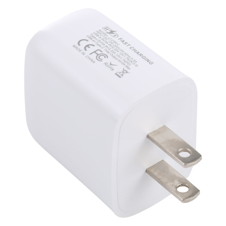 LZ-215A+C 20W QC 3.0 USB + PD 3.0 USB-C / Type-C 快充旅行充電器，美規插頭，美規插頭