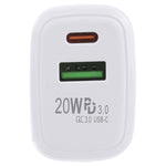 LZ-215A+C 20W QC 3.0 USB + PD 3.0 USB-C / Type-C 快充旅行充電器，美規插頭，美規插頭