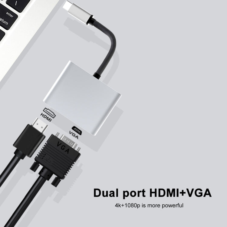 2合1 多功能 USB-C / Type-C 轉 HDMI+VGA 集線器擴充座