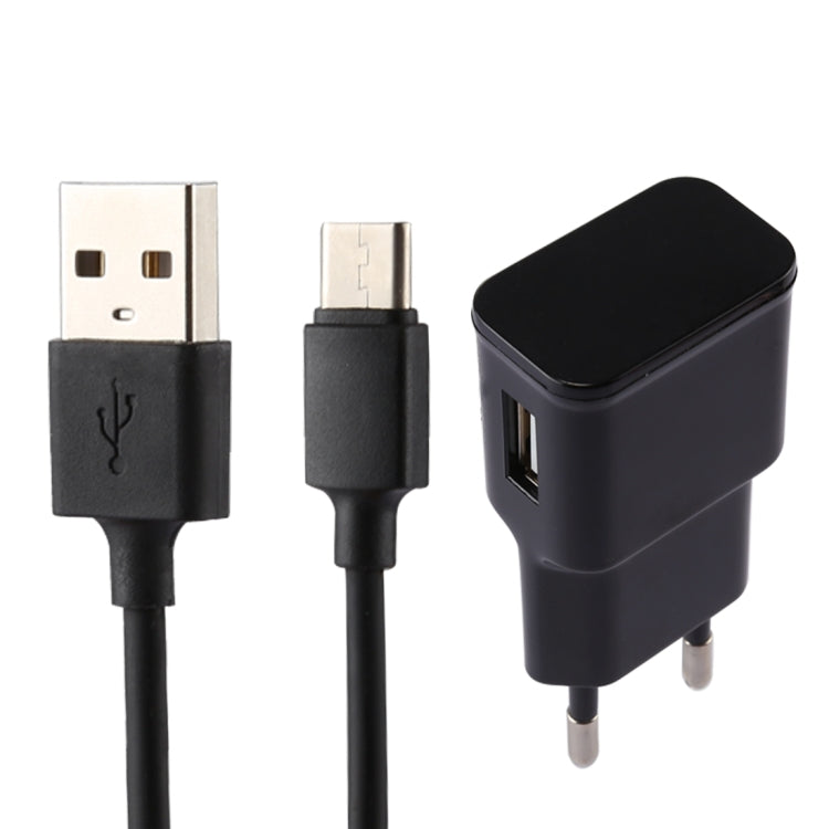 5V 2.1A 智能識別 USB 充電器，附 1 米 USB 轉 USB-C / Type-C 充電線，歐規插頭