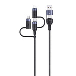 USAMS US-SJ547 U62 USB + Type-C / USB-C 轉 Type-C / USB-C + 8 Pin + Micro 鋁合金 PD 快充數據線，長度：1.2m