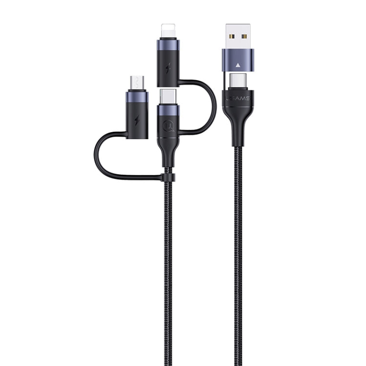 USAMS US-SJ547 U62 USB + Type-C / USB-C 轉 Type-C / USB-C + 8 Pin + Micro 鋁合金 PD 快充數據線，長度：1.2m