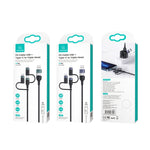 USAMS US-SJ547 U62 USB + Type-C / USB-C 轉 Type-C / USB-C + 8 Pin + Micro 鋁合金 PD 快充數據線，長度：1.2m