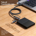 USAMS US-SJ547 U62 USB + Type-C / USB-C 轉 Type-C / USB-C + 8 Pin + Micro 鋁合金 PD 快充數據線，長度：1.2m