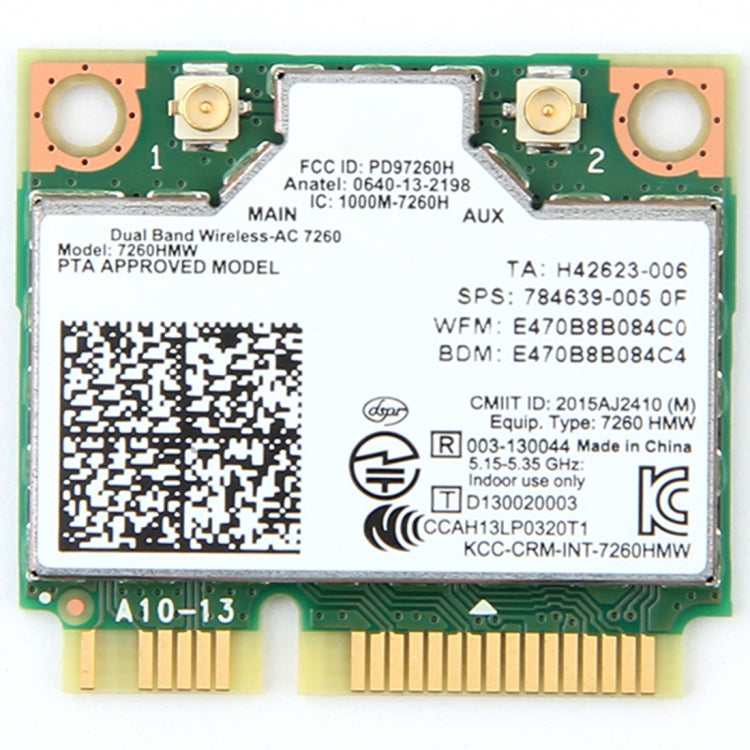 Intel 7260HMW 雙頻無線 Wifi 卡 Mini PCI-E 2.4G / 5Ghz WLAN 藍牙 4.0 Wifi 卡 802.11 ac / a / b / g / n, 7260HMW