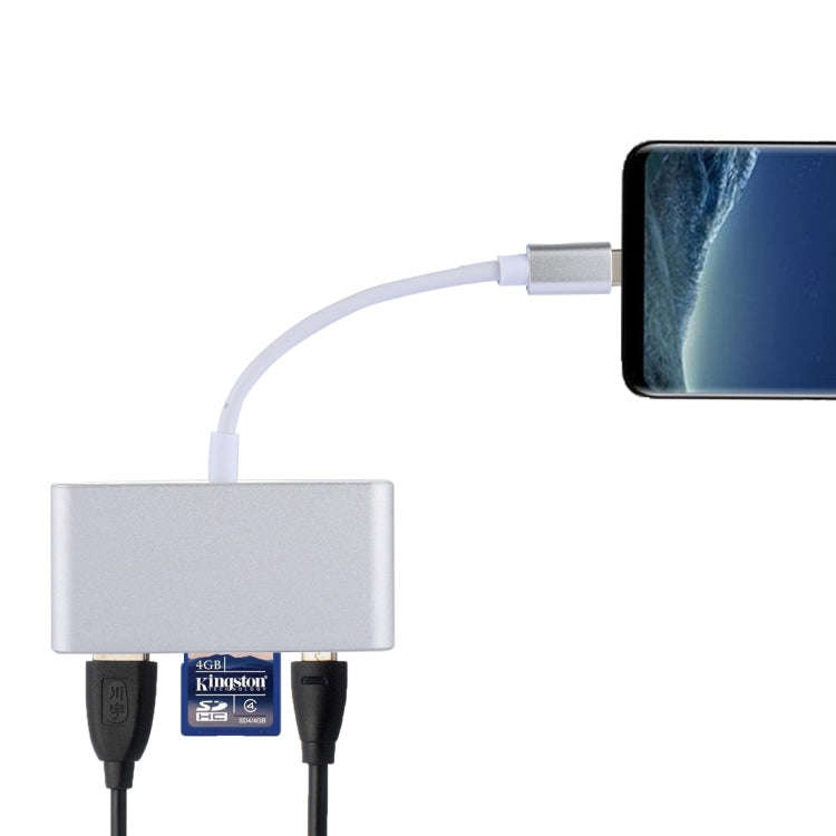5 合 1 Micro SD + SD + USB 3.0 + USB 2.0 + Micro USB 埠轉 USB-C / Type-C OTG 組合讀卡器，適用平板、智慧型手機、電腦，5 合 1（銀色）、5 合 1（金色）