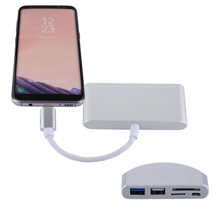 5 合 1 Micro SD + SD + USB 3.0 + USB 2.0 + Micro USB 埠轉 USB-C / Type-C OTG 組合讀卡器，適用平板、智慧型手機、電腦，5 合 1（銀色）、5 合 1（金色）