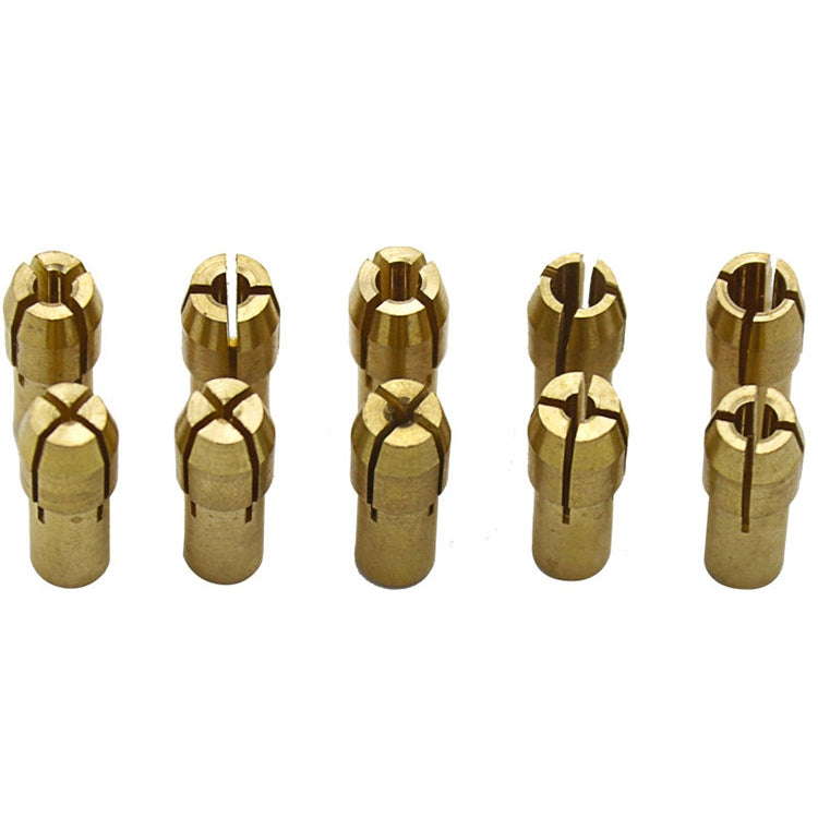 10合1三爪銅夾螺母，適用於電動磨床配件，孔徑：0.5-3.2mm，孔徑：0.5-3.2mm