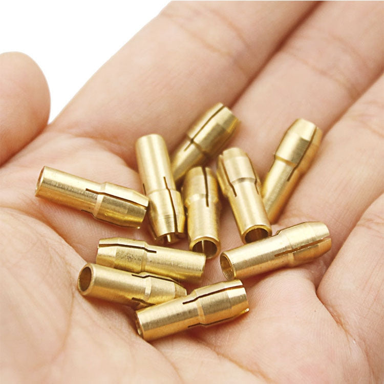 10合1三爪銅夾螺母，適用於電動磨床配件，孔徑：0.5-3.2mm，孔徑：0.5-3.2mm