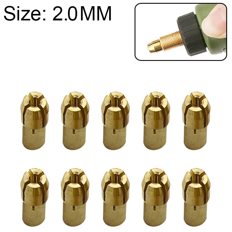 10 件三爪銅夾螺母用於電動磨配件，孔徑：2.0mm，孔徑：2.0mm