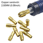10 件三爪銅夾螺母用於電動磨配件，孔徑：2.0mm，孔徑：2.0mm
