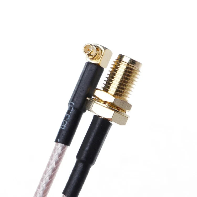 RG316 SMA 母頭轉 MMCX 直角公頭編織電纜，長度：15公分