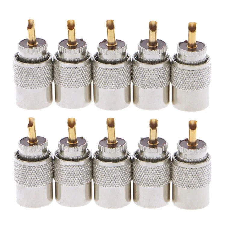 10 件 UHF 連接器插頭 PL-259 公頭焊接用於 RG8X 同軸電纜