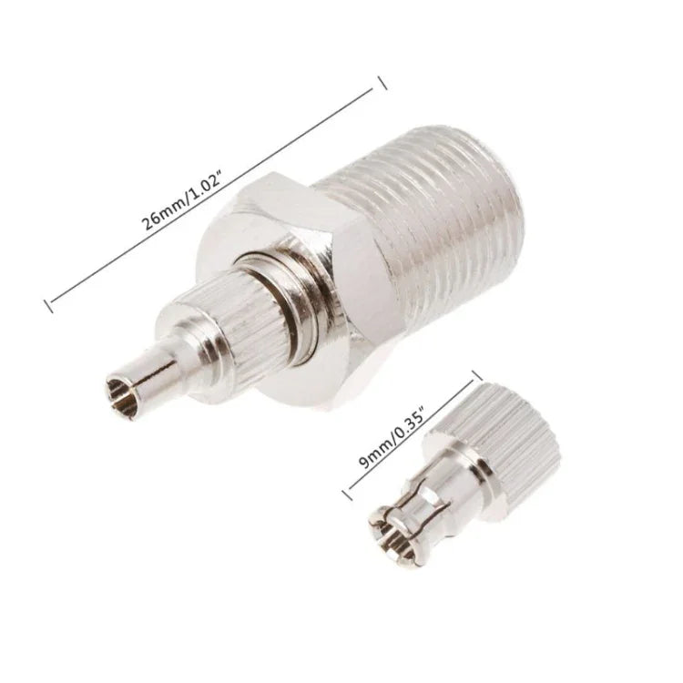 F 母頭轉 CRC9 / TS9 射頻公頭同軸插頭鎳鍍連接器轉接器