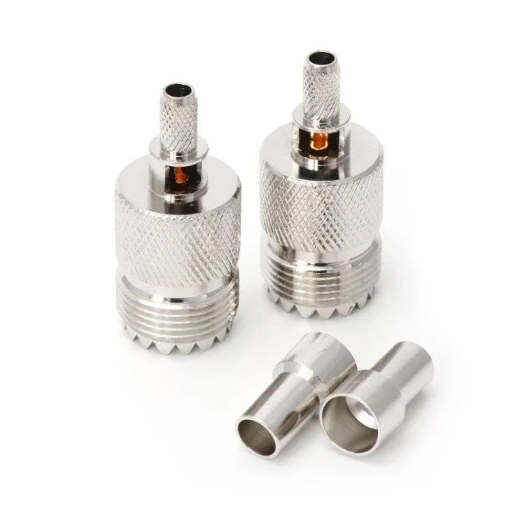 10 套 UHF 母頭壓接射頻連接器同軸轉接頭，適用於 5mm RG58 RG142 / 3D-FB 電纜