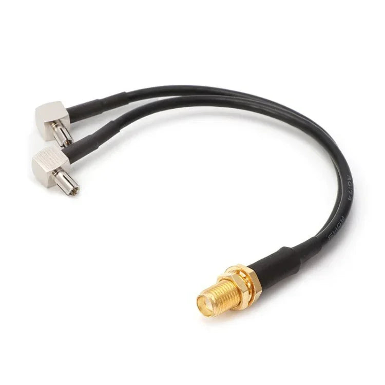 RG174 SMA 母頭轉 2 x TS9 公頭連接線延長，長度：15cm，SMA 母頭轉 2 x TS9 公頭 15cm