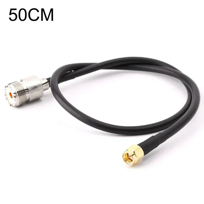RG58 UHF 母頭轉 SMA 公頭連接電纜，長度：50公分，長度：50公分