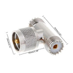 T 型 UHF 公頭 PL259 轉 2 個 UHF 母頭 轉接器