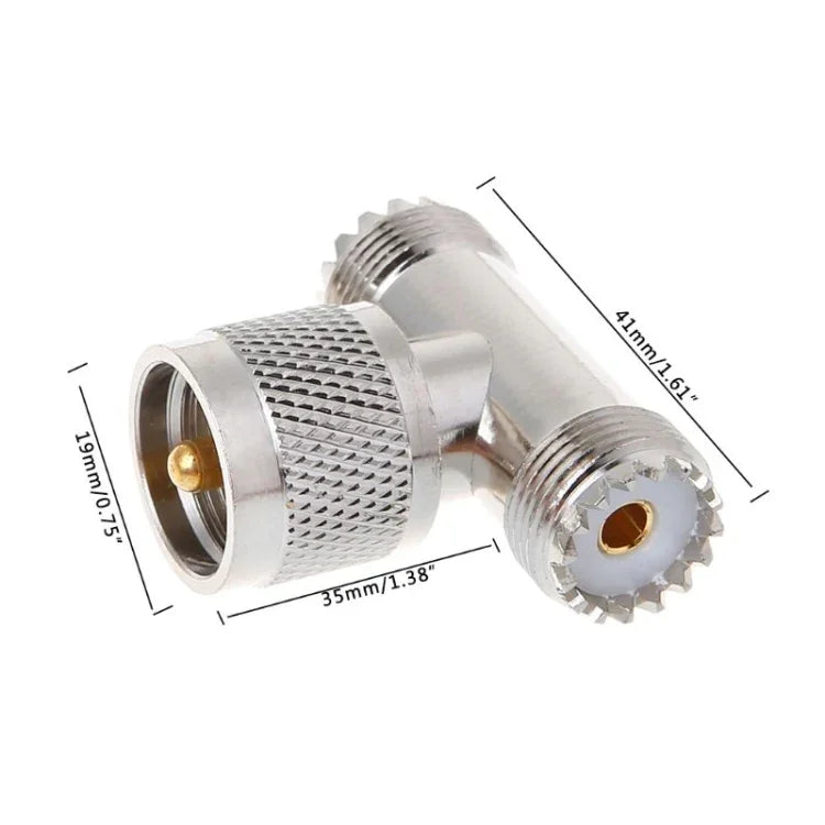 T 型 UHF 公頭 PL259 轉 2 個 UHF 母頭 轉接器