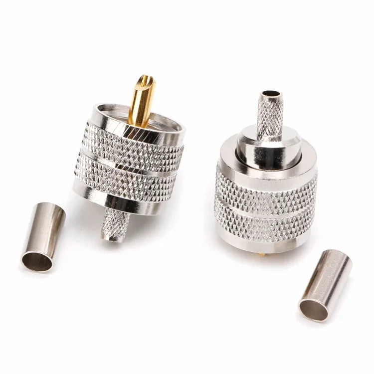 10 個 UHF 公頭 PL259 插頭壓接連接器轉接器 適用於 RG58 RG142 / 3D-FB