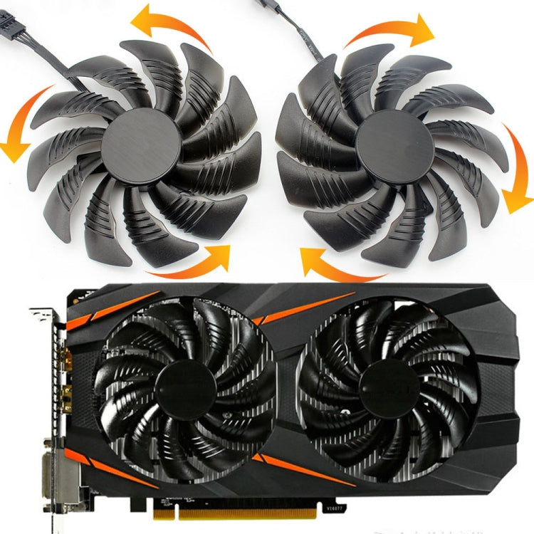 1對88毫米4針電腦顯卡散熱風扇，適用技嘉GeForce GTX1060 1070 GTX1050ti GTX960 RX570 RX470