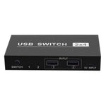 2x4 USB 切換器 2 埠電腦共享 4 台設備用於印表機鍵盤滑鼠顯示器，2x4 USB 切換器
