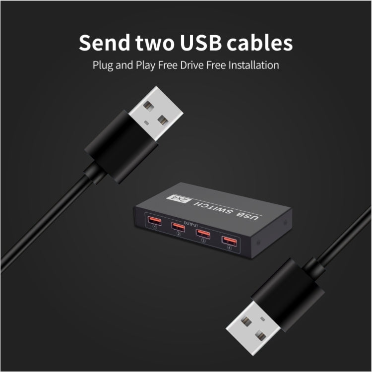 2x4 USB 切換器 2 埠電腦共享 4 台設備用於印表機鍵盤滑鼠顯示器，2x4 USB 切換器