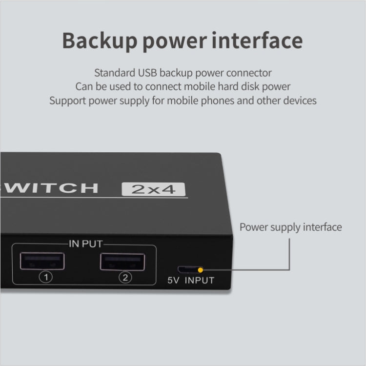 2x4 USB 切換器 2 埠電腦共享 4 台設備用於印表機鍵盤滑鼠顯示器，2x4 USB 切換器