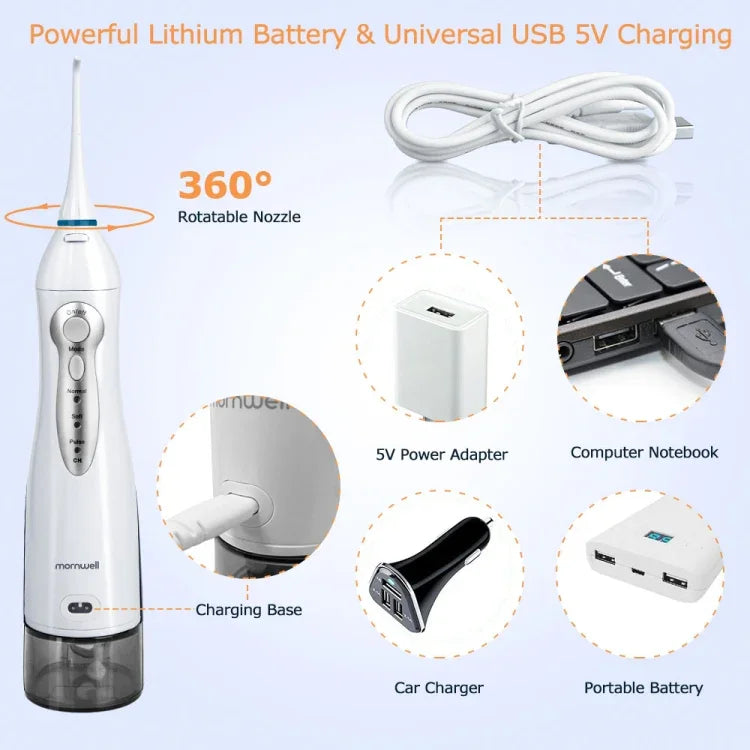 Mornwell D52 USB充電式水牙線機 IPX7防水口腔沖洗器，D52