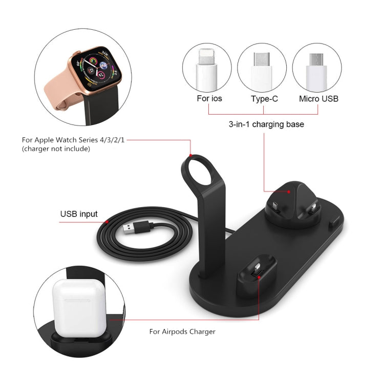 HQ-UD15可旋轉無線充電底座，帶手機/iWatch/AirPods支架（銀色），銀色（含無線充電），無無線充電白色，無無線充電黑色，白色（含無線充電）