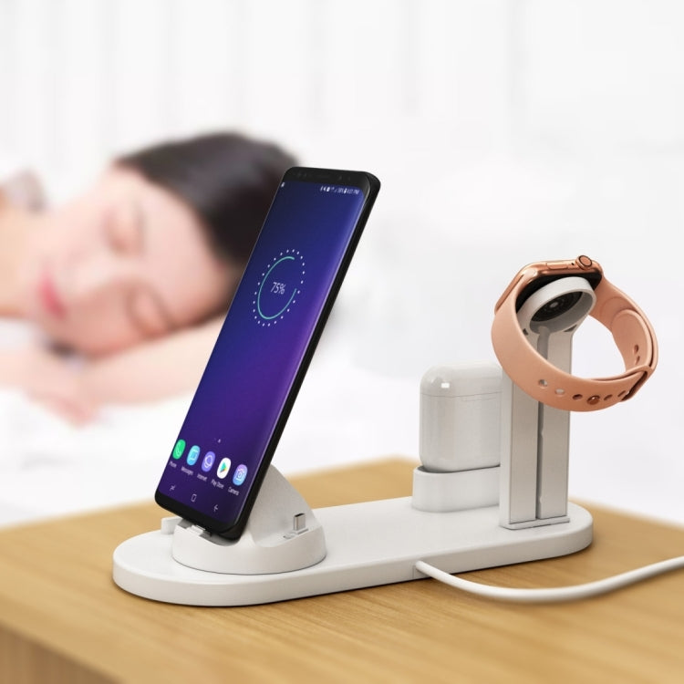 HQ-UD15可旋轉無線充電底座，帶手機/iWatch/AirPods支架（銀色），銀色（含無線充電），無無線充電白色，無無線充電黑色，白色（含無線充電）