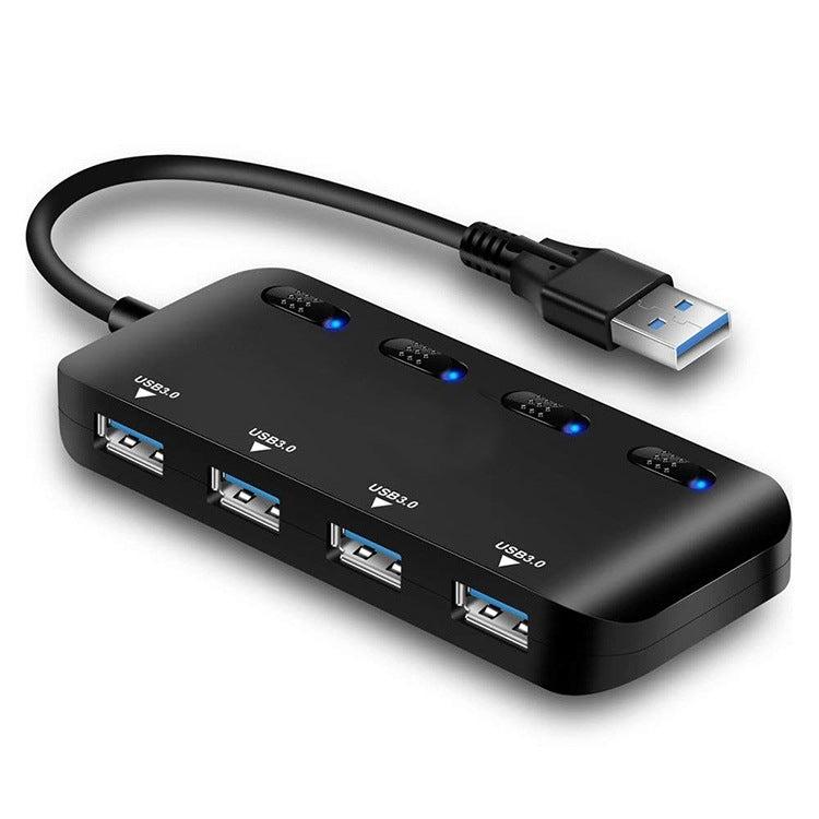 超高速 USB3.0 四埠集線器附開關，USB 3.0