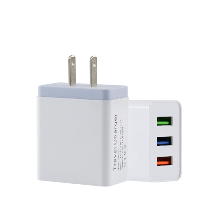 2A 3USB 手機旅行充電器，美規插頭，黑色、灰色、紅色、橙色、藍色