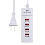 5V 4.1A 4埠 USB 充電器轉接器附電源線，線長：1.5米，美規插頭
