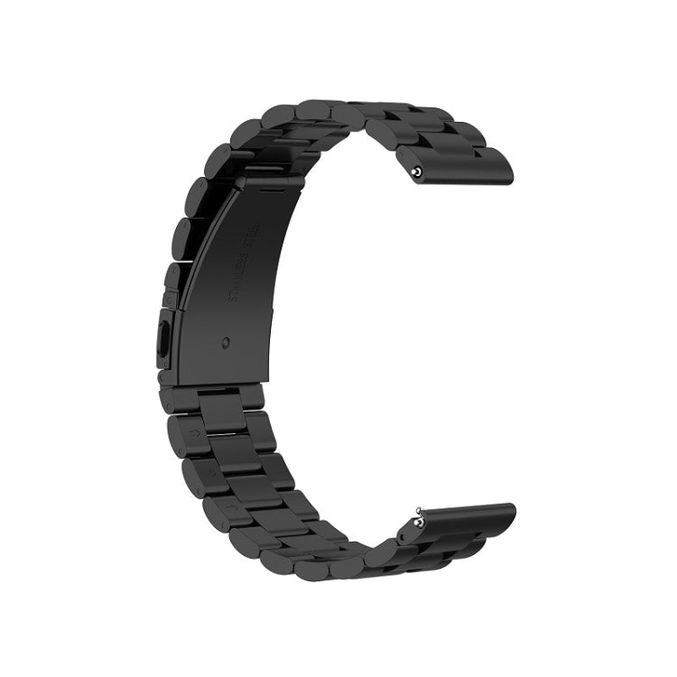 For Huawei GT2/GT/Samsung Galaxy Watch 46mm R800/Samsung Gear S3 Universal Three Beads Stainless Steel Watch Wrist Strap 22mm, Black, Gold, Rose Gold, Colourful, Silver