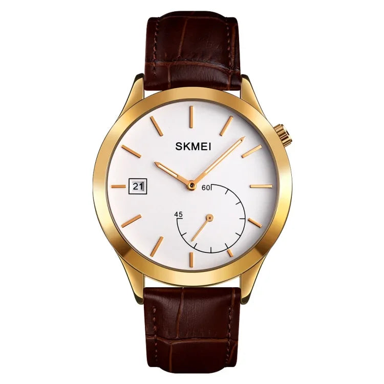 SKMEI 1581 創意時尚男錶，簡約休閒戶外運動防水雙針石英錶