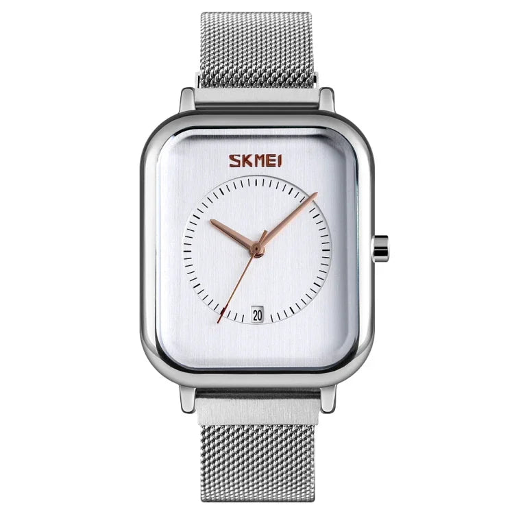 SKMEI 9207 時尚創意簡約男錶，磁扣網帶鋼帶情侶石英錶