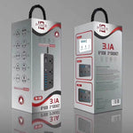 T09 3000W 高功率多功能插入式三孔國際通用插座 + 6 USB 智能充電，歐規插頭，美規插頭，英規插頭