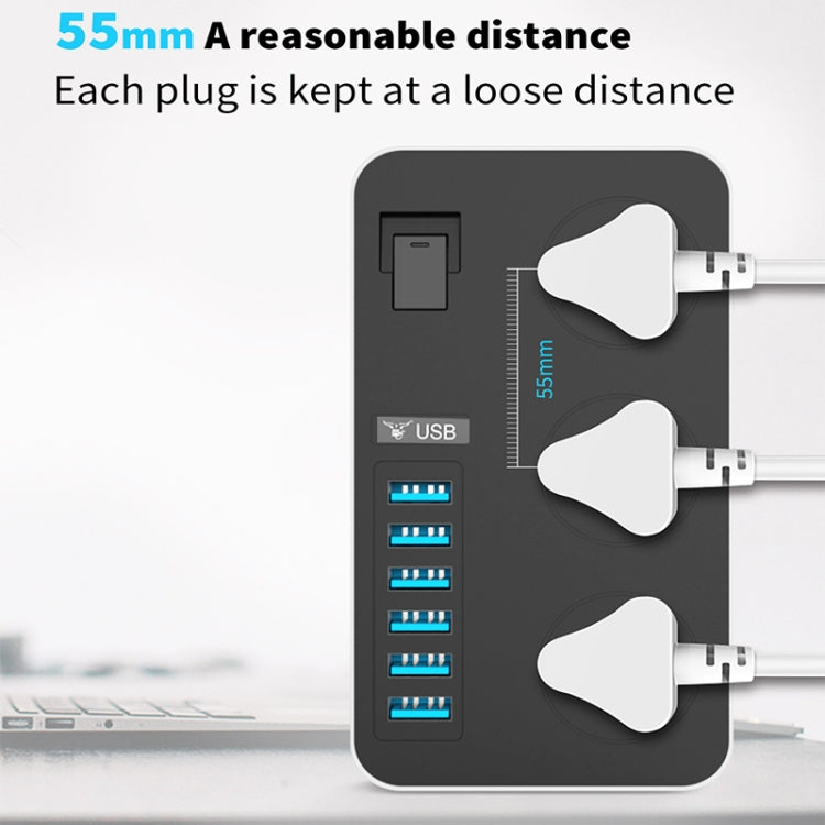 T09 3000W 高功率多功能插入式三孔國際通用插座 + 6 USB 智能充電，歐規插頭，美規插頭，英規插頭
