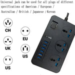 T09 3000W 高功率多功能插入式三孔國際通用插座 + 6 USB 智能充電，歐規插頭，美規插頭，英規插頭