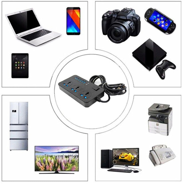 T09 3000W 高功率多功能插入式三孔國際通用插座 + 6 USB 智能充電，歐規插頭，美規插頭，英規插頭