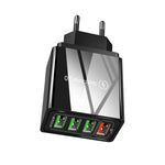 30W QC 3.0 USB + 3 USB 2.0 埠手機平板電腦通用快充旅行充電器，歐盟插頭，歐盟插頭