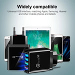 30W QC 3.0 USB + 3 USB 2.0 埠手機平板電腦通用快充旅行充電器，歐盟插頭，歐盟插頭
