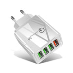30W QC 3.0 USB + 3 USB 2.0 埠手機平板電腦通用快充旅行充電器，歐盟插頭，歐盟插頭