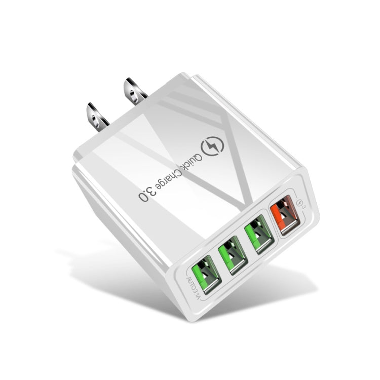 30W QC 3.0 USB + 3 USB 2.0 埠手機平板電腦通用快充旅行充電器，美國插頭，美國插頭