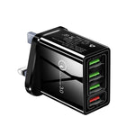 30W QC 3.0 USB + 3 USB 2.0 埠手機平板電腦通用快充旅行充電器，英國插頭，英國插頭