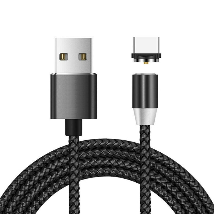 USB to USB-C / Type-C Magnetic Metal Connector Nylon Two-color Braided Magnetic Charging Cable, Cable Length: 1m, USB-C / Type-C