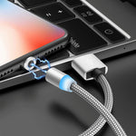 2 合 1 USB 轉 8 Pin + Micro USB 磁吸金屬介面 尼龍編織充電線，長度：1m，1m